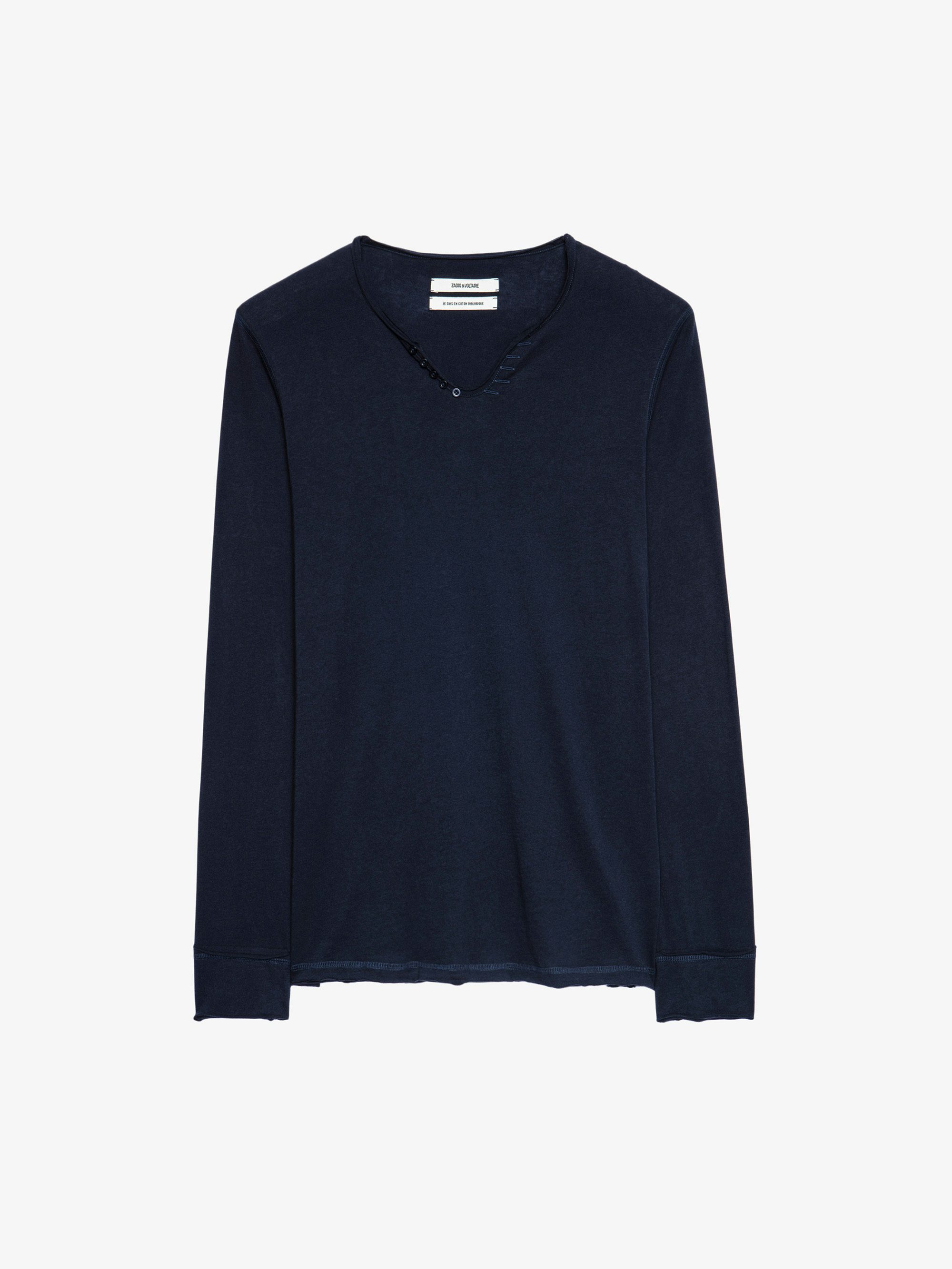 Henley-Shirt Monastir - T-Shirt mit tunesischem Kragen aus Baumwolle.